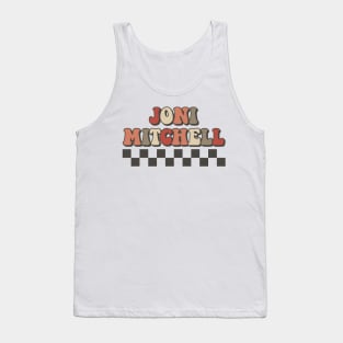 Joni Mitchell Checkered Retro Groovy Style Tank Top